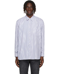 Comme Des Garcons SHIRT White Navy Cotton Forever Stripe Shirt