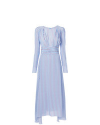 Light Blue Vertical Striped Maxi Dress