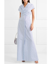 Rosetta Getty Convertible Striped Cotton Poplin Maxi Dress