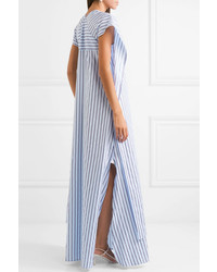 Rosetta Getty Convertible Striped Cotton Poplin Maxi Dress