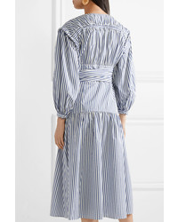 Sea Riveria Striped Cotton Blend Poplin Midi Dress