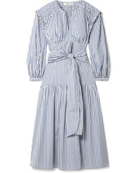 Sea Riveria Striped Cotton Blend Poplin Midi Dress