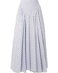 Light Blue Vertical Striped Midi Skirt