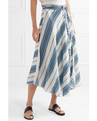 Apiece Apart Rosehip Wrap Effect Striped Linen And Skirt
