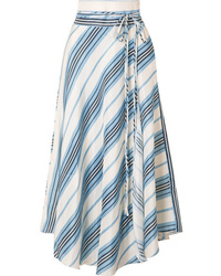 Apiece Apart Rosehip Wrap Effect Striped Linen And Skirt