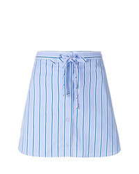 Light Blue Vertical Striped Mini Skirt