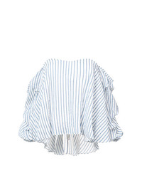Caroline Constas Lou Off-the-Shoulder Stripe Cotton Top, Blue/White -  Bergdorf Goodman