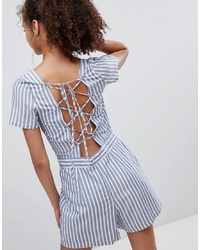 Only Stripe Lace Back Playsuit