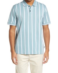 Ted Baker London Kimbell Braided Stripe Polo In Pale Blue At Nordstrom