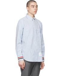 Thom Browne Blue Seersucker Stripe Classic Fit Shirt