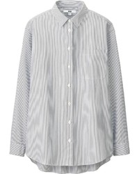 Uniqlo Extra Fine Cotton Oversized Striped Long Sleeve Shirt