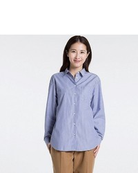 Uniqlo Extra Fine Cotton Oversized Striped Long Sleeve Shirt