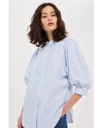 Topshop Stripe Puff Sleeve Shirt