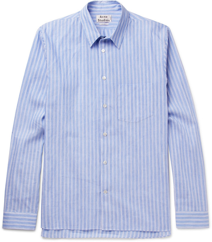 Acne Studios York Striped Linen And Cotton Blend Shirt, $280 | MR