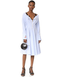 Natasha Zinko Cotton Pinstripe Shirting Ls Midi Shirt Dress