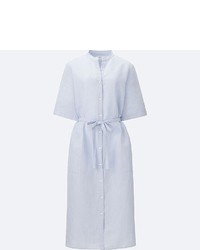 Uniqlo Linen Cotton Striped Shirt Dress
