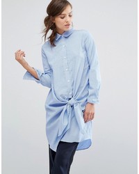 Parallel Lines Shirt Dress With Tie Front Detail In Fine Stripe