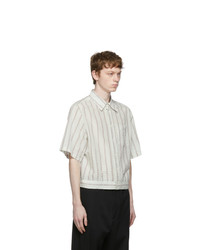 Lanvin Blue And White Seersucker Striped Blouson Shirt