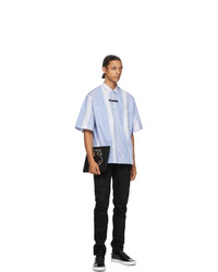 Givenchy Blue And White Stripe Oversized Short Sleeve Shirt