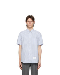Thom Browne Blue Seersucker Short Sleeve Shirt