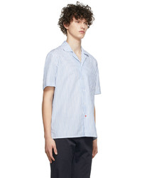 Isaia Blue White Cotton Shirt