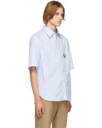 Gucci Blue White Embroidered Short Sleeve Shirt