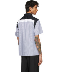 Neil Barrett Blue White Hybrid Cotton Short Sleeve Shirt