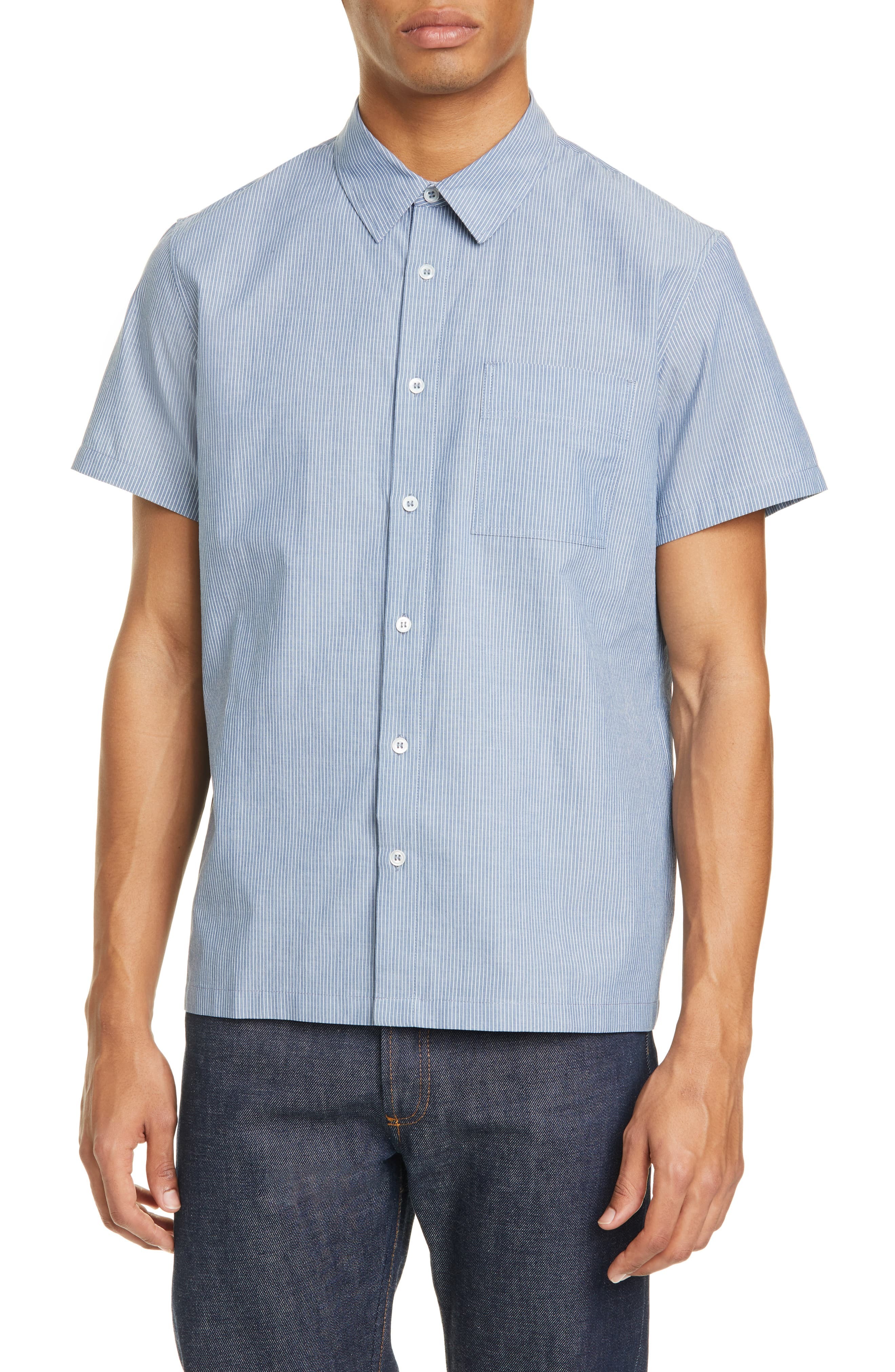 A.P.C. Bruce Pinstripe Short Sleeve Button Up Shirt, $113 | Nordstrom ...