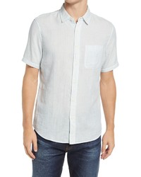 Faherty Chill Regular Fit Stripe Organic Cotton Short Sleeve Button Up Shirt