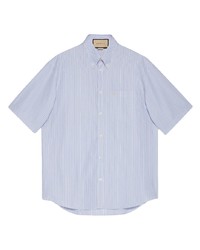 Gucci Embroidered Logo Striped Panelled Shirt
