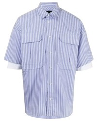 Juun.J Layered Look Striped Cotton Shirt