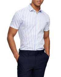 Topman New Stripe Slim Fit Short Sleeve Button Up Shirt