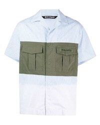 Palm Angels Panelled Striped Bowling Shirt