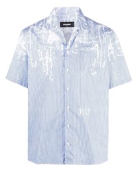 DSQUARED2 Pinstripe Paint Effect Short Sleeve Shirt