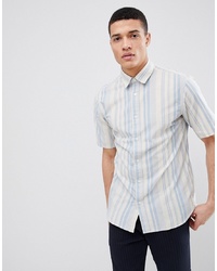 Selected Homme Short Sleeve Shirt With Vertical Stripe