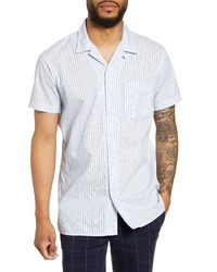 Selected Homme Stein Slim Fit Stripe Short Sleeve Button Up Camp Shirt
