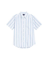 Noah Stripe Short Sleeve Cotton Button Up Shirt
