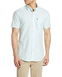 Barbour Stripe Tailored Fit Woven Shirt In Pale Mint At Nordstrom