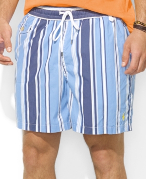 Ralph Lauren Polo Traveler Striped Nylon Swim Shorts, $79 | Macy's