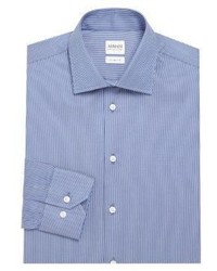 Light Blue Vertical Striped Silk Dress Shirt
