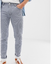 Brooklyn Supply Co. Brooklyn Supply Co Skinny Fit Pleated Pinstripe Jeans In Blue Wash