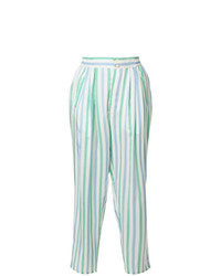 Light Blue Vertical Striped Tapered Pants