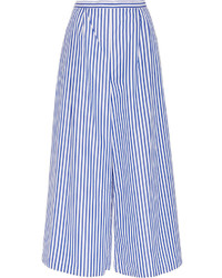 Mds Stripes Blue And White Cotton Striped Culottes