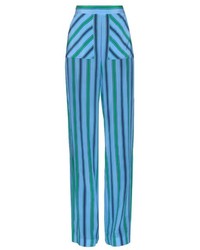 MSGM Wide Leg Striped Silk Trousers