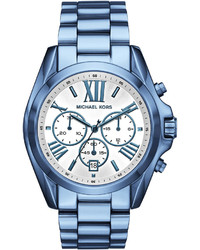 Michael Kors Michl Kors 43mm Bradshaw Chronograph Watch In Ocean Blue Ip