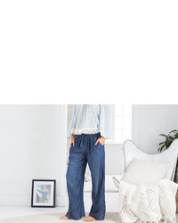 aerie Rie Wide Leg Chambray Pant