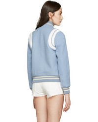 Saint Laurent Blue Wool Teddy Bomber Jacket