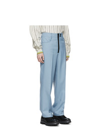 Kenzo Blue Pleated Meto Straight Cut Trousers