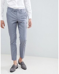 MOSS BROS Moss London Skinny Suit Trousers In Blue Wool Mix