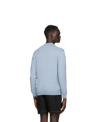 Second/Layer Blue Pointelle Long Sleeve Polo